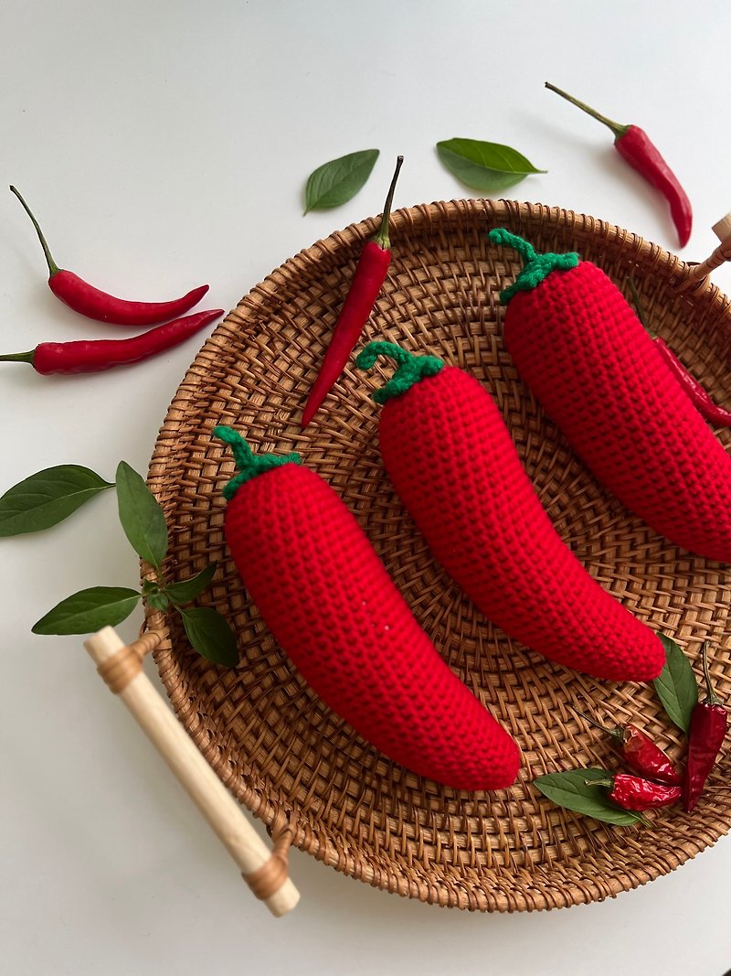 Chili pepper Crochet Catnip Toy - ของเล่นสัตว์ - วัสดุอื่นๆ สีแดง