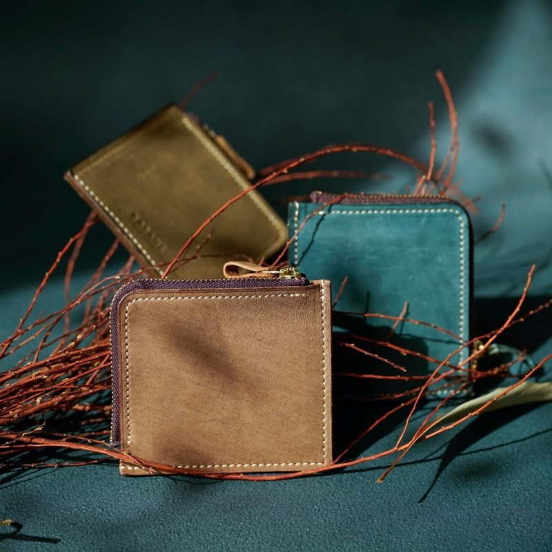 No.28 L-Zip Wallet【Texas】 - 錢包/皮夾/長短夾 - 真皮 綠色