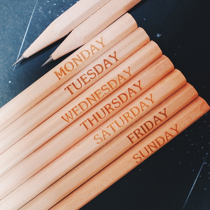 Seven-day week HB pencil set (seven entries) - Pencils & Mechanical Pencils - Wood Brown