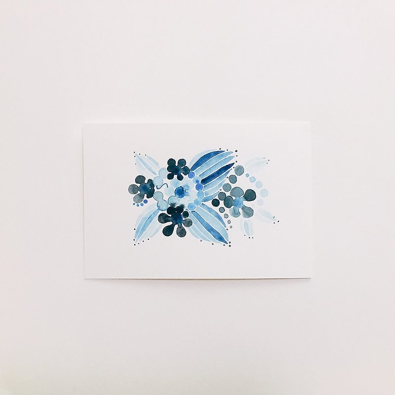 獨家原創水彩（原畫）純手繪禮物萬用卡賀卡明信片裝飾畫卡片8 - 心意卡/卡片 - 紙 藍色