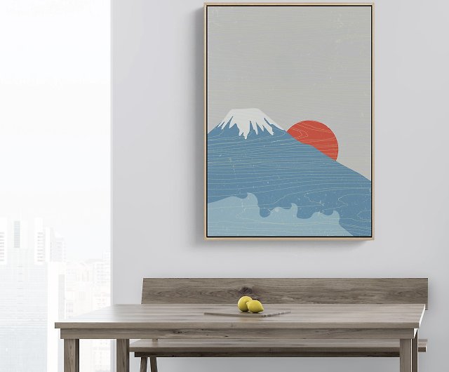 日の出と富士山 - 和式掛け絵/インテリア/コーヒーショップ飾り