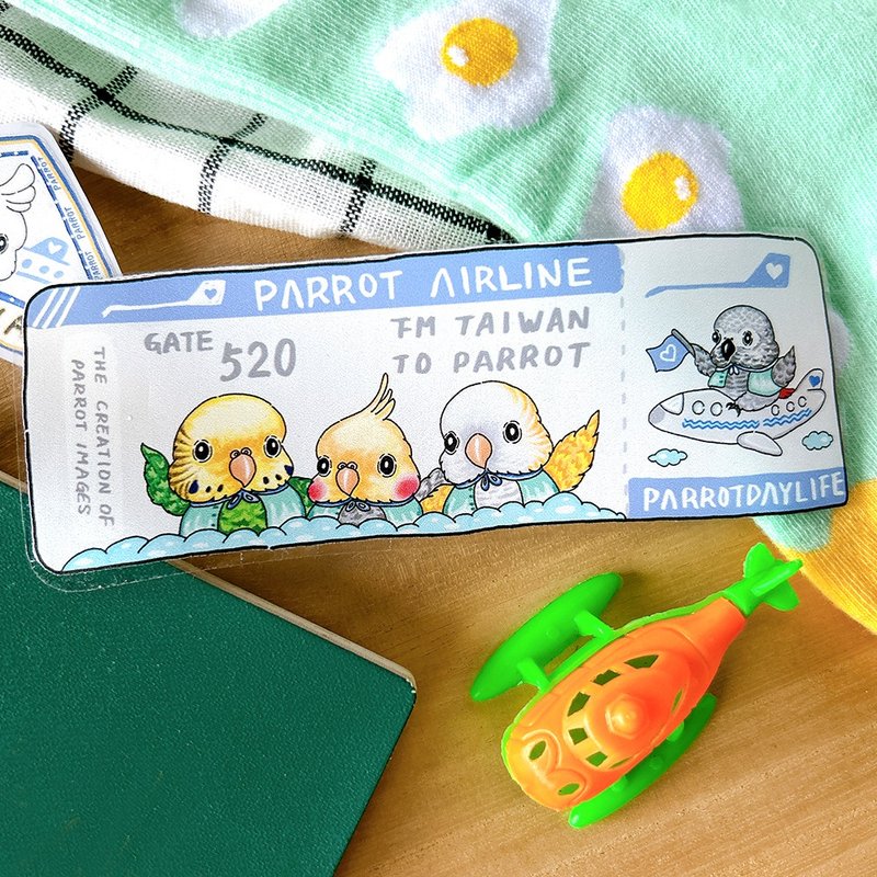 透明白墨防水貼紙 / 鸚鵡航空機票透明白墨防水貼紙 - 貼紙 - 紙 