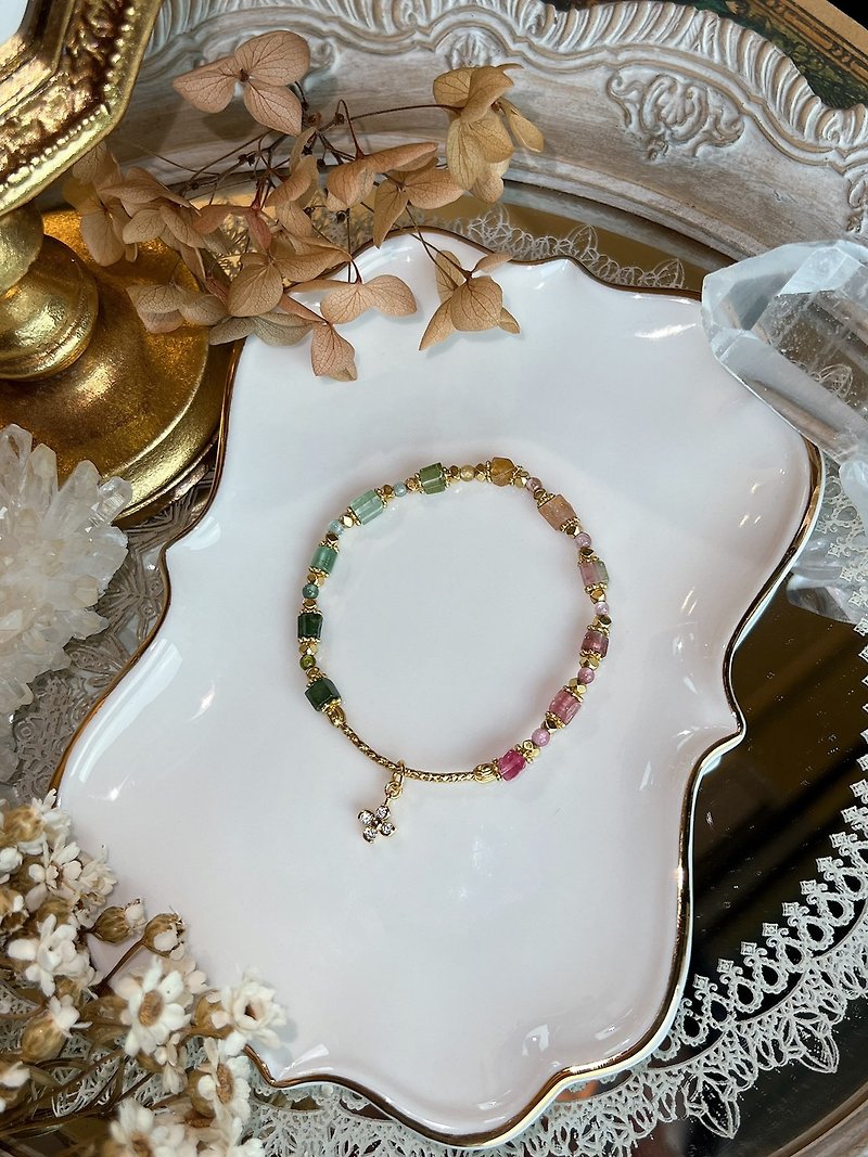 -Rainbow Goddess-Natural Crystal Bracelet/ Bronze Bracelet - Bracelets - Crystal Multicolor