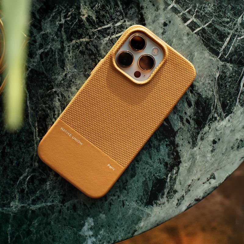 Genuine Leather Phone Cases Yellow - Native Union | CLIC CLASSIC Paris series iPhone leather phone case - Stone mud yellow