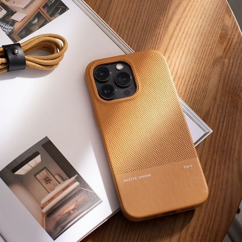 Native Union | CLIC CLASSIC Paris Series iPhone Leather Phone Case- Stone Yellow - Phone Cases - Genuine Leather Yellow