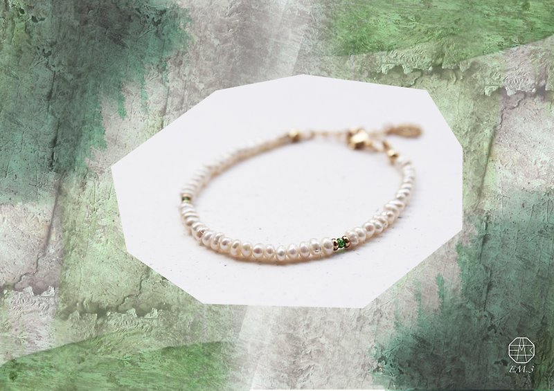 May Birthstone-Diopside Diopside Pearl Series Bracelet - สร้อยข้อมือ - เครื่องเพชรพลอย สีเขียว