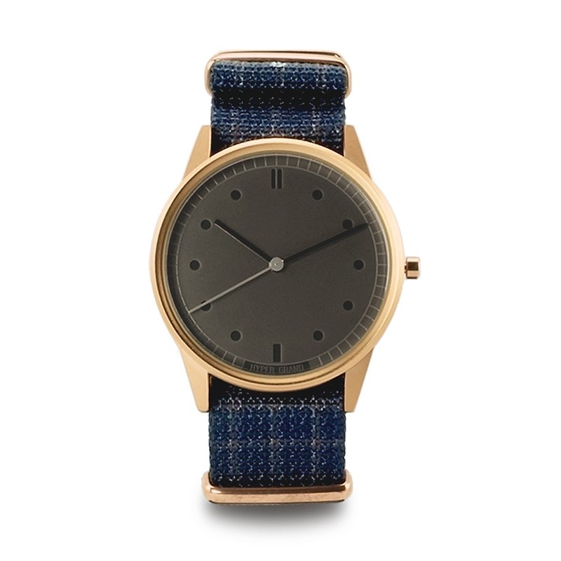 GOVERNOR皇家深藍格紋手錶 (復刻限量版) -玫瑰金 - 男裝錶/中性錶 - 其他材質 藍色