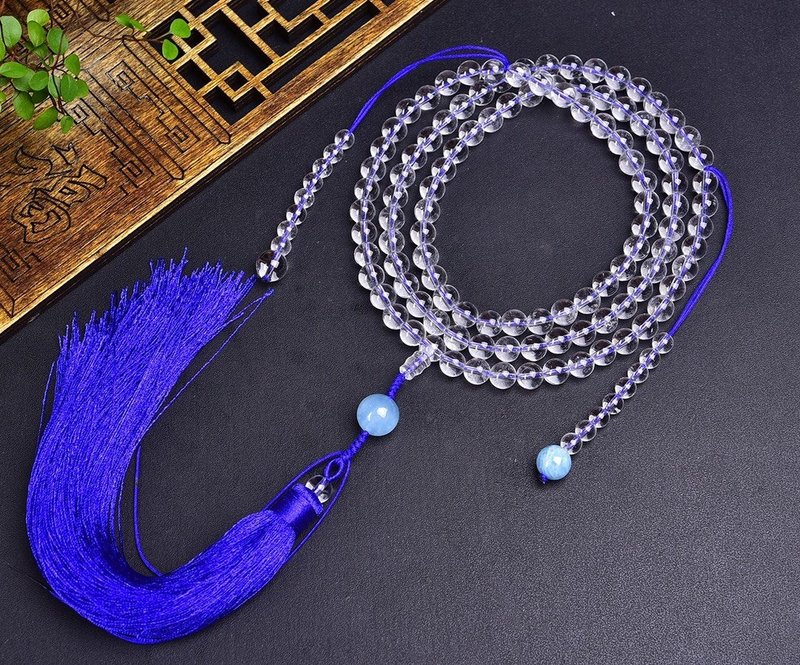 純天然白水晶108顆佛珠念珠手鏈 珠經8mm 淨體通透 超值 - 手鍊/手環 - 水晶 
