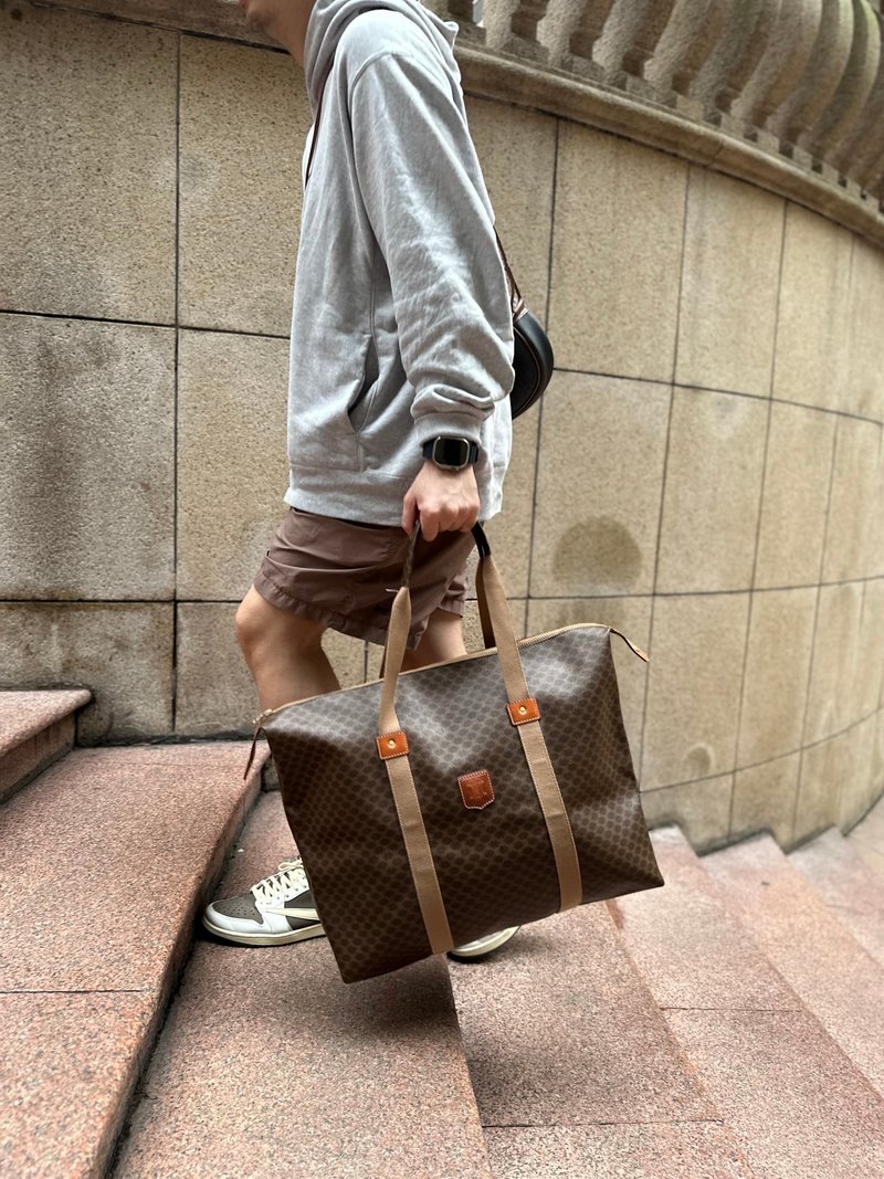 中古正品 Celine Triumph 凱旋門老花 托特包 旅行包 手提行李包 - 手提包/手提袋 - 防水材質 咖啡色