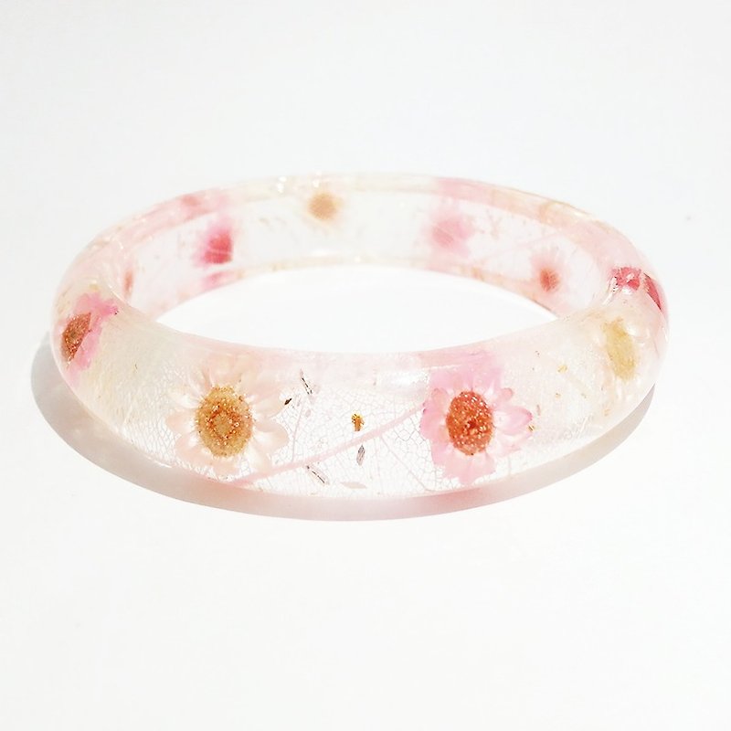 color & flower pink daisy bracelet pressedflower - Bracelets - Plants & Flowers Pink