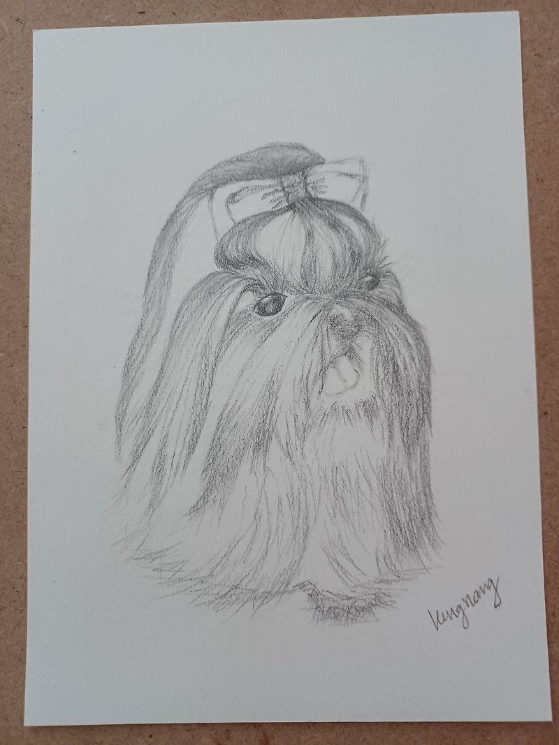 Dog Pencil Portrait From Photo, Personalized Pencil Hand Drawing Portrait. - 壁貼/牆壁裝飾 - 紙 