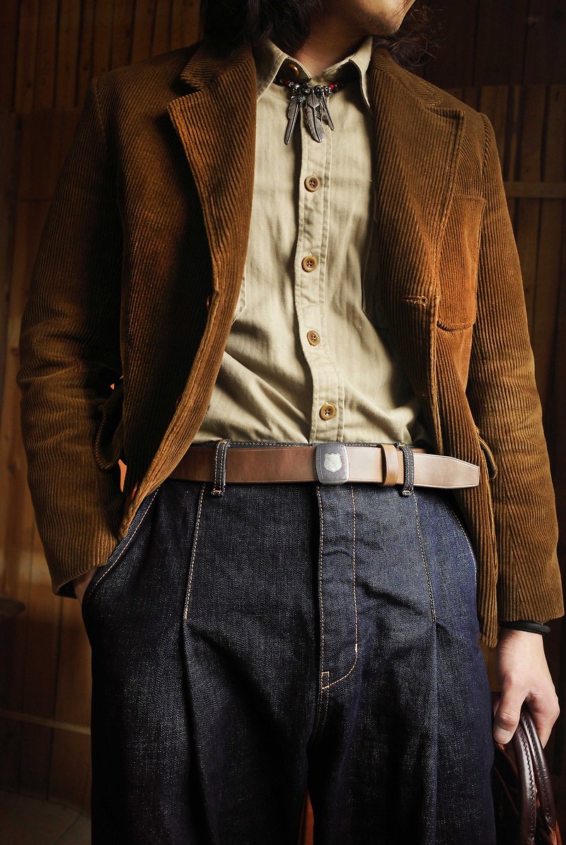 美國霍爾文 復古自動扣皮帶 - 皮帶/腰帶 - 真皮 黑色