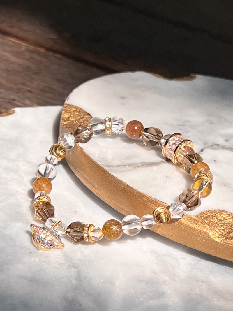 【薩圖恩的豐收慶典】白水晶 茶晶 棕色碧璽 水晶手鍊 - 手鍊/手環 - 水晶 