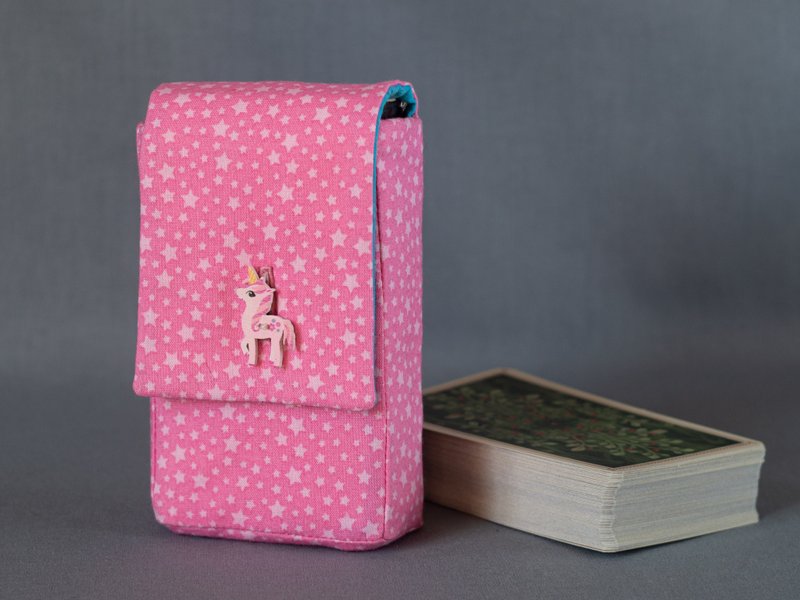 Unicorn Pink Stars Cotton Tarot Cards Case Oracle Deck Pouch Tarot Deck Holder - Other - Cotton & Hemp Pink