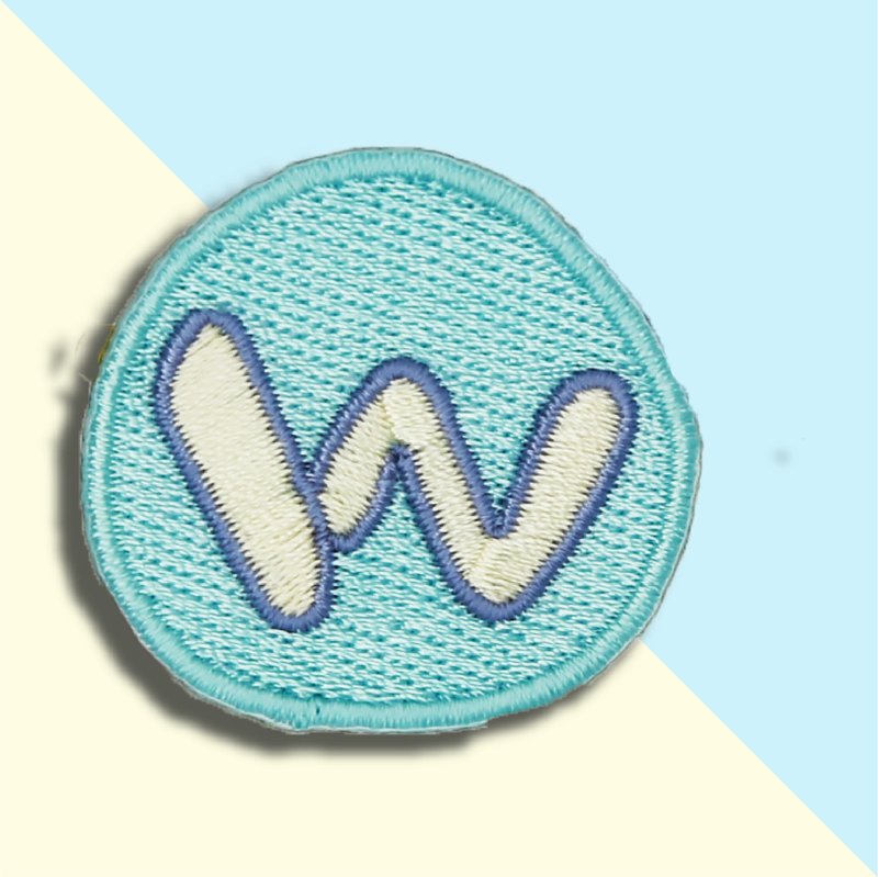 童趣刺繡貼-W - 徽章/別針 - 繡線 藍色