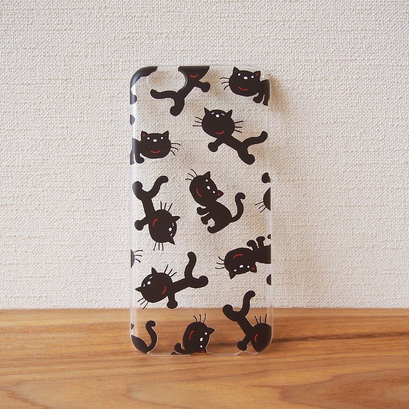 【iPhonePlusクリアケース】黒猫だらけ - スマホケース - プラスチック 透明