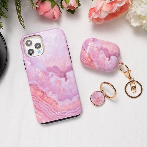 POLAR POLAR 【客製化】玫瑰色雲石紋 iPhone 15 Pro 14 12 MagSafe 手機殼