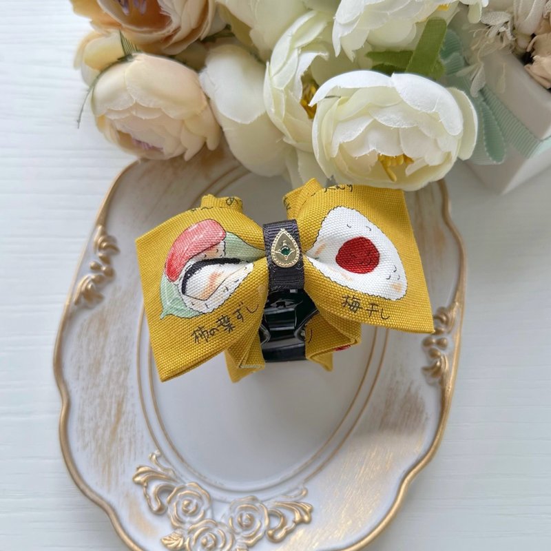 日本品牌厚棉布蝴蝶結小抓夾髮夾鯊魚夾髮飾-日式飯糰 - 髮夾/髮圈 - 棉．麻 橘色