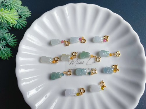 樂藏｜輕珠寶｜手作能量 天然緬甸玉翡翠 冰玉兔 心想事成 吉祥如意 隨意扣 小滴溜