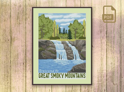 CountryMagicStitch Welcome to Great Smoky Mountains Cross Stitch Pattern #ntp008