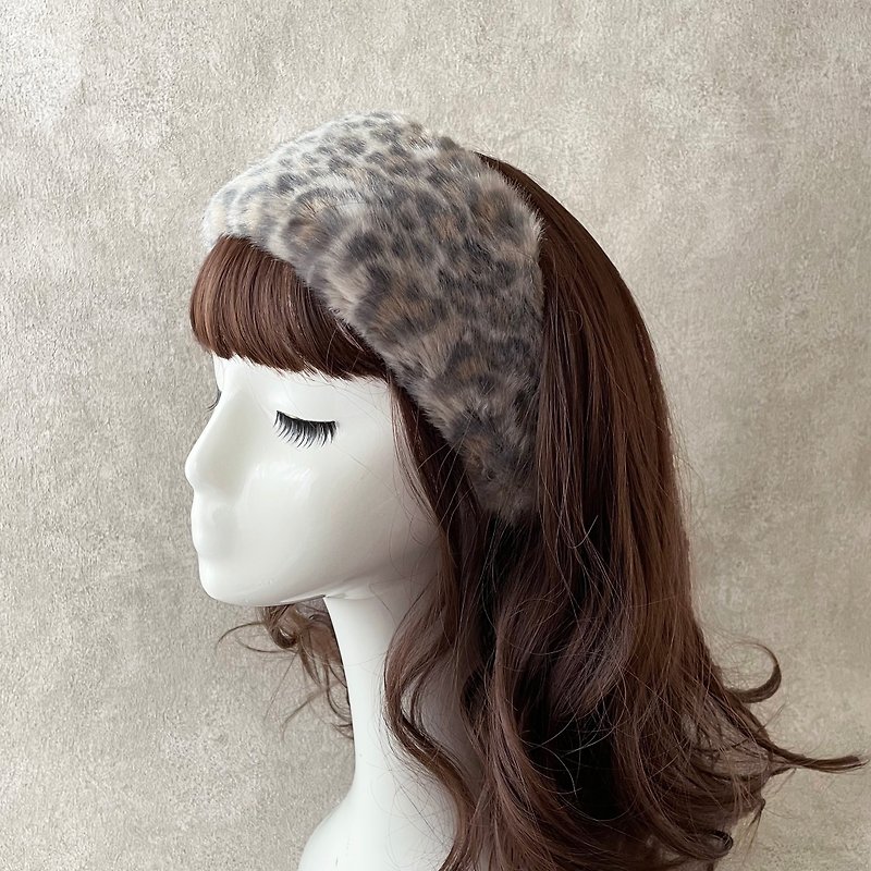 Adult Leopard Beige Eco Fur Headband - Hair Accessories - Other Materials Khaki