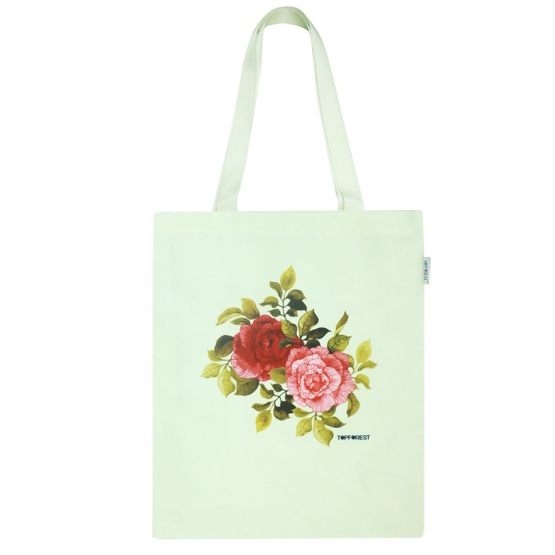 原色熱情玫瑰花圖案彩色帆布袋 B07039 - 手提包/手提袋 - 棉．麻 白色