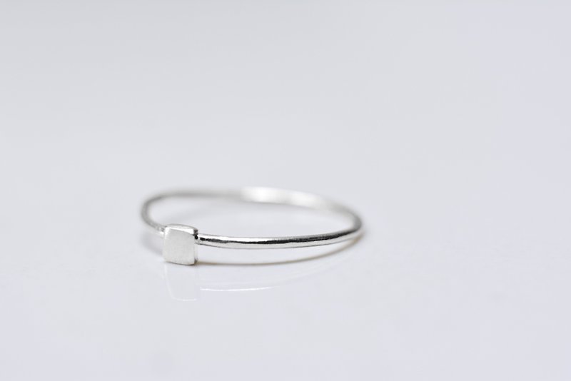 Small square sterling silver ring (tail ring) - General Rings - Sterling Silver Silver