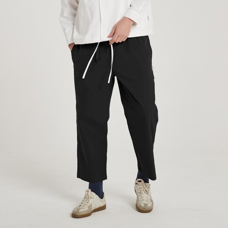 寬版剪裁九分褲 Wide Ankle Pants/簡約/素色/情侶服/長褲 - 男長褲/休閒褲 - 棉．麻 黑色