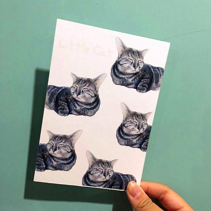 太った猫小さなカード/ポストカードのみ - デッサン版 - カード・はがき - 紙 ブラック