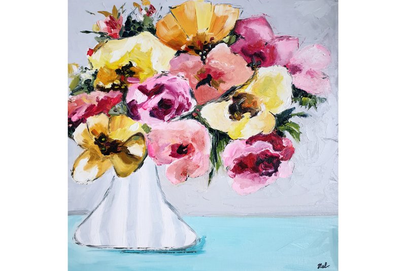Flower Painting Floral Oil Original Art  Home  Decoration Art Feng Shui Painting - 海報/掛畫/掛布 - 其他材質 多色