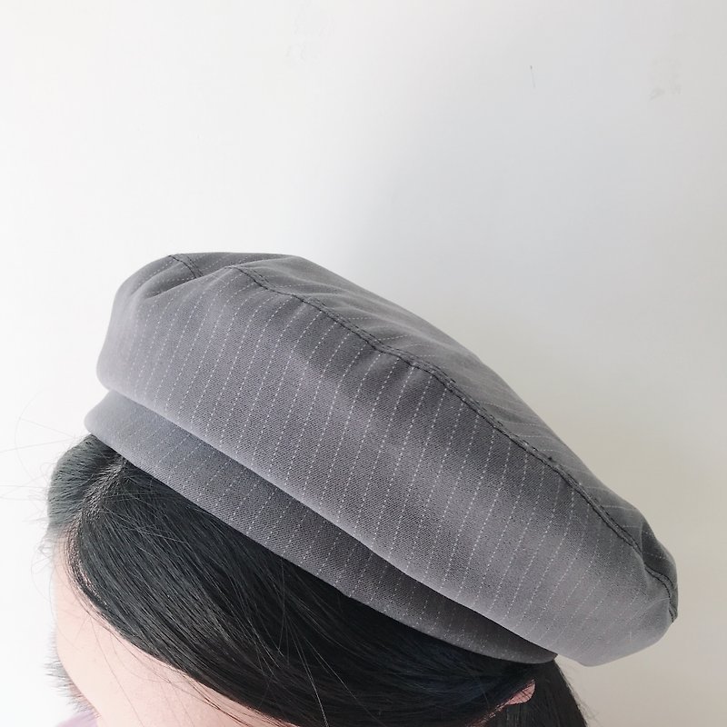 島森家 / 貝雷帽 / 貝蕾帽 / 直條西裝 - 帽子 - 其他材質 灰色