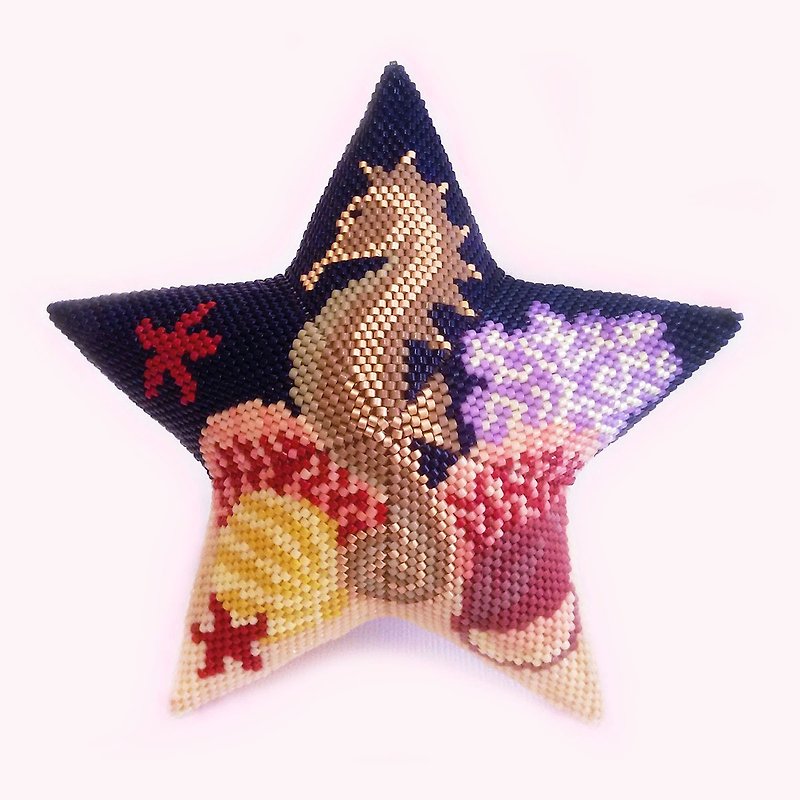 Digital Download - Seahorse 3D Peyote Star Beading PDF Pattern - DIY Tutorials ＆ Reference Materials - Other Materials 