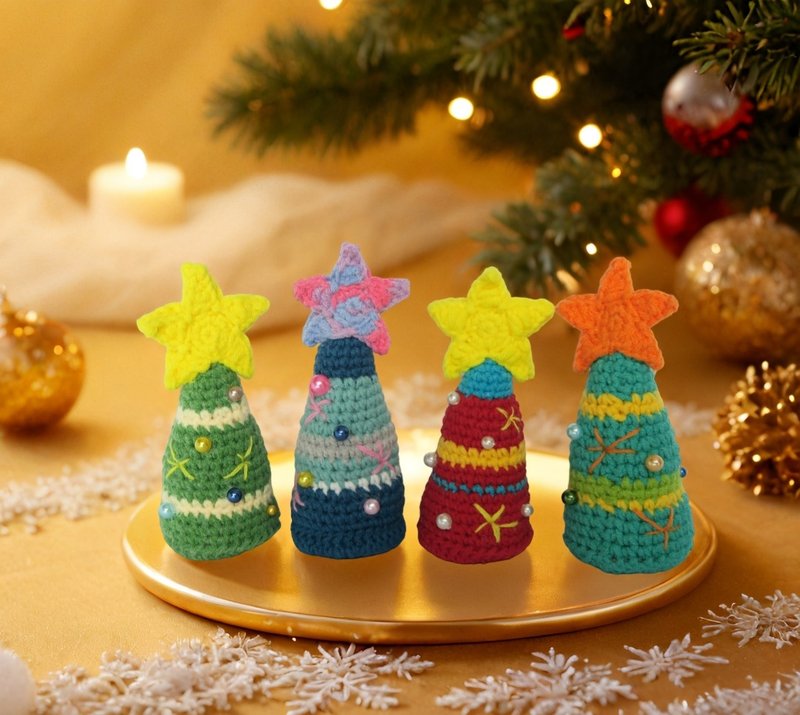 鈎織聖誕樹掛飾 - 盆栽/植栽 - 棉．麻 多色