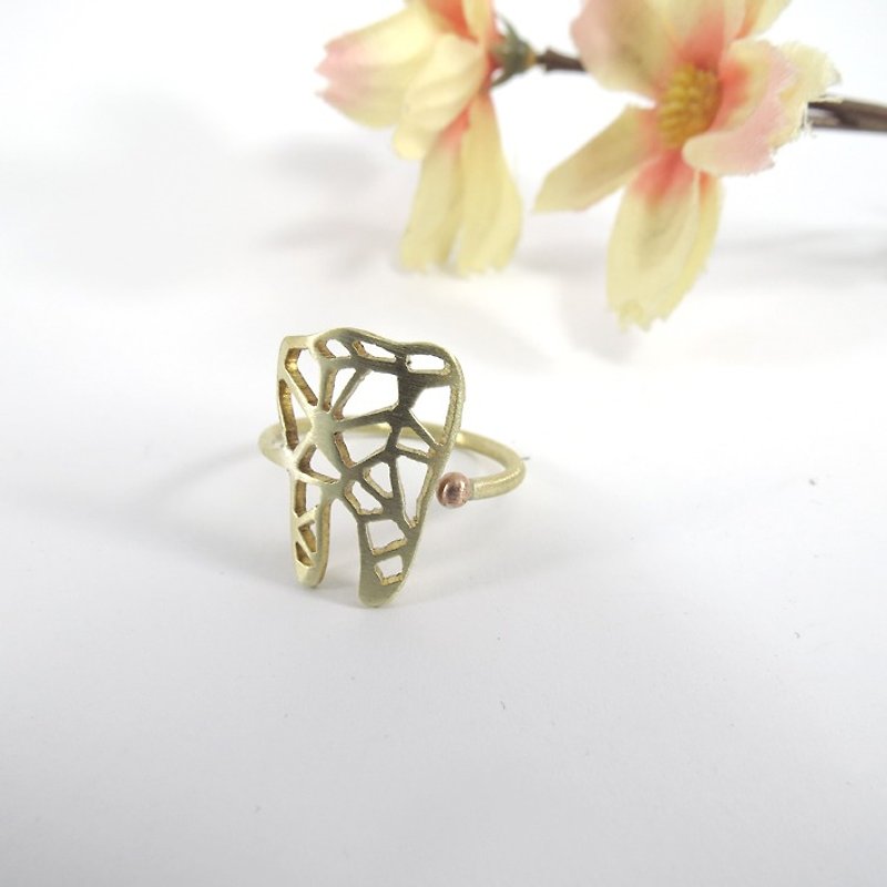 Tooth Geometric ring from WABY - General Rings - Other Metals Orange