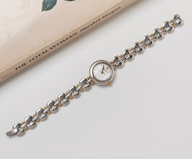 【稼働/美品】courregee クオーツ ブレスレットウォッチ ネイビー クレージュ パリ ツートンブレスレットウォッチ - ショップ