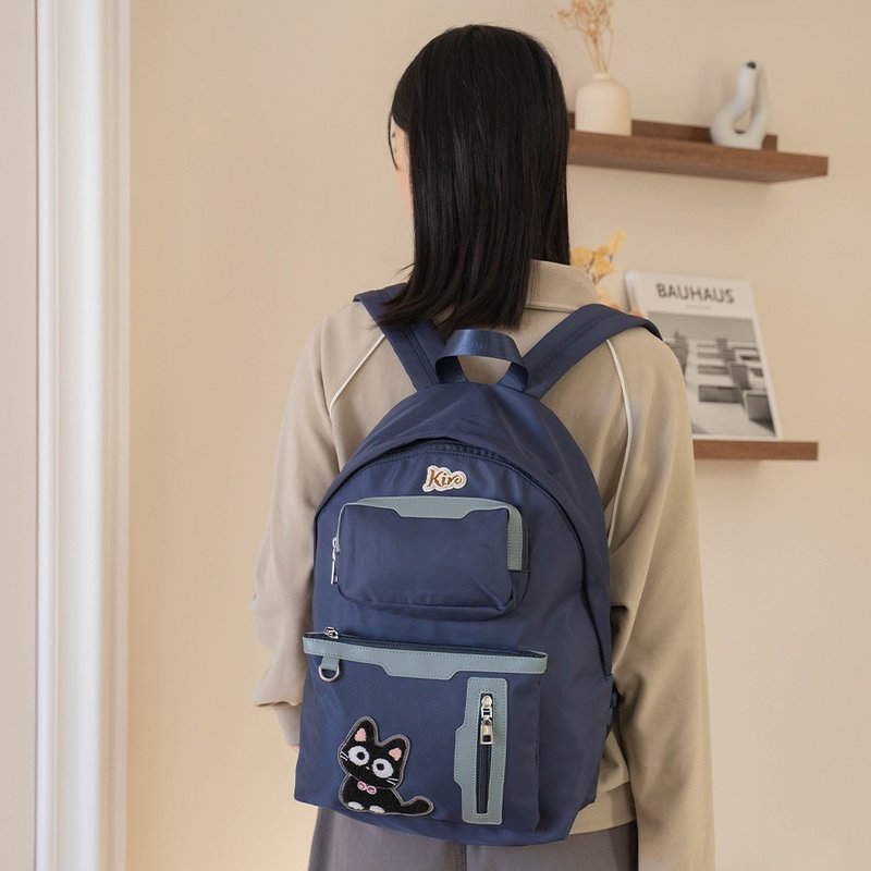 宝袋バッグ タオル刺繍 黒猫 バックパック【33009501】 - ショルダーバッグ - コットン・麻 ブルー