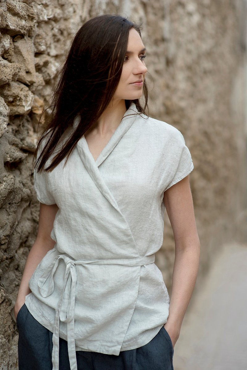 Linen Blouse Motumo 16P4 - เสื้อเชิ้ตผู้หญิง - ลินิน หลากหลายสี