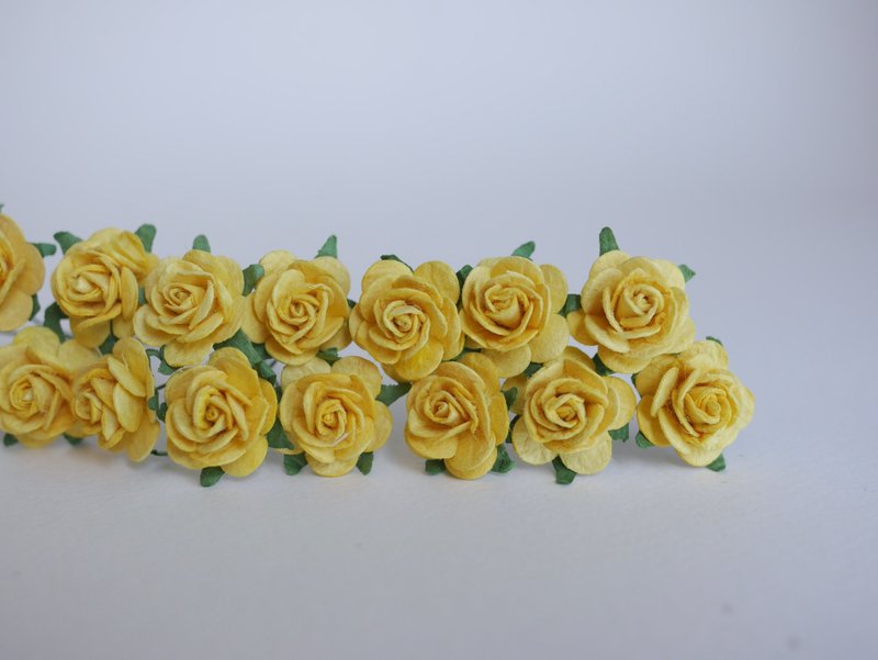 Paper Flower, 50 pcs., DIY supplies, mulberry rose size 2 cm., yellow color. - Other - Paper Yellow