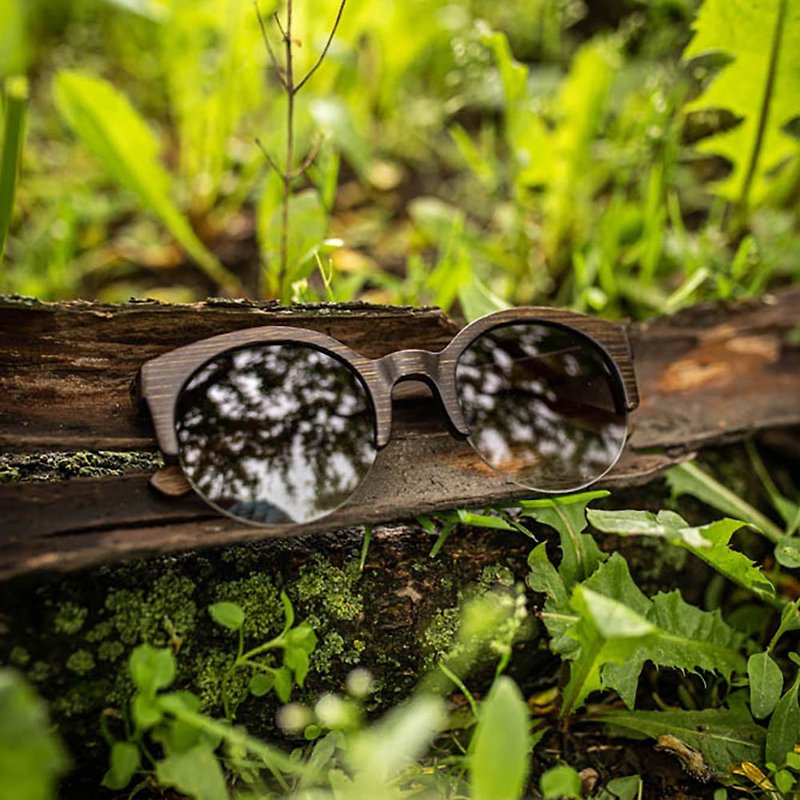 木製サングラスハンドメイドスーパースターグレー - 眼鏡・フレーム - 木製 グレー