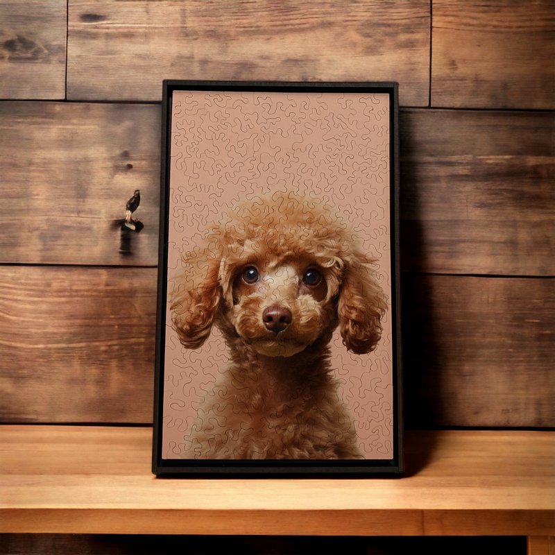 Hey look here - Miniature Poodle - Puzzles - Wood Brown