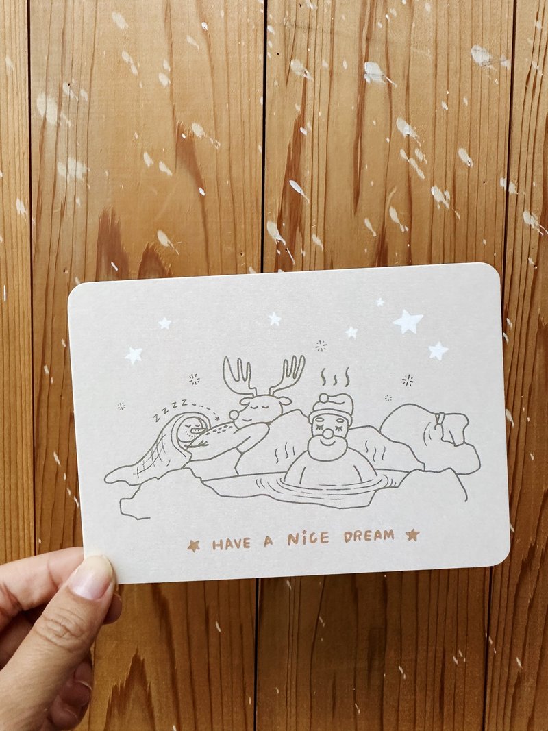 (二入) 泡湯啦 / 聖誕老公公與麋鹿雪人 - 聖誕明信片 - 卡片/明信片 - 紙 透明