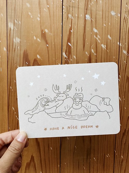 好日吉 WorkShop (二入) 泡湯啦 / 聖誕老公公與麋鹿雪人 - 聖誕明信片