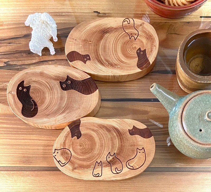 Taiwan Hinoki liquid cat coasters and cat trays - Coasters - Wood 