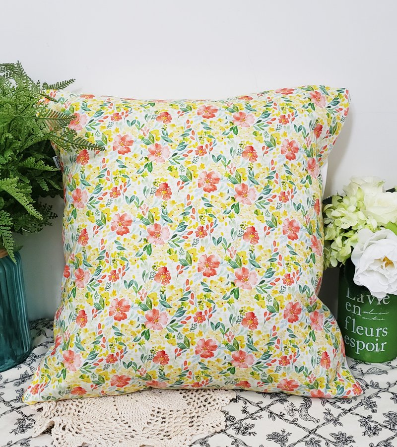 Nordic style pastoral fresh orange yellow flower style pattern pillow pillow cushion cushion pillowcase - Pillows & Cushions - Cotton & Hemp Yellow