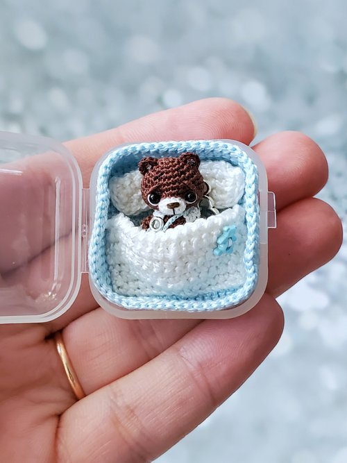 Extreme micro miniature crochet teddy bear buying Extremely small toy Micro crochet toy Microcrocheting toy Collectible teddy bear To order