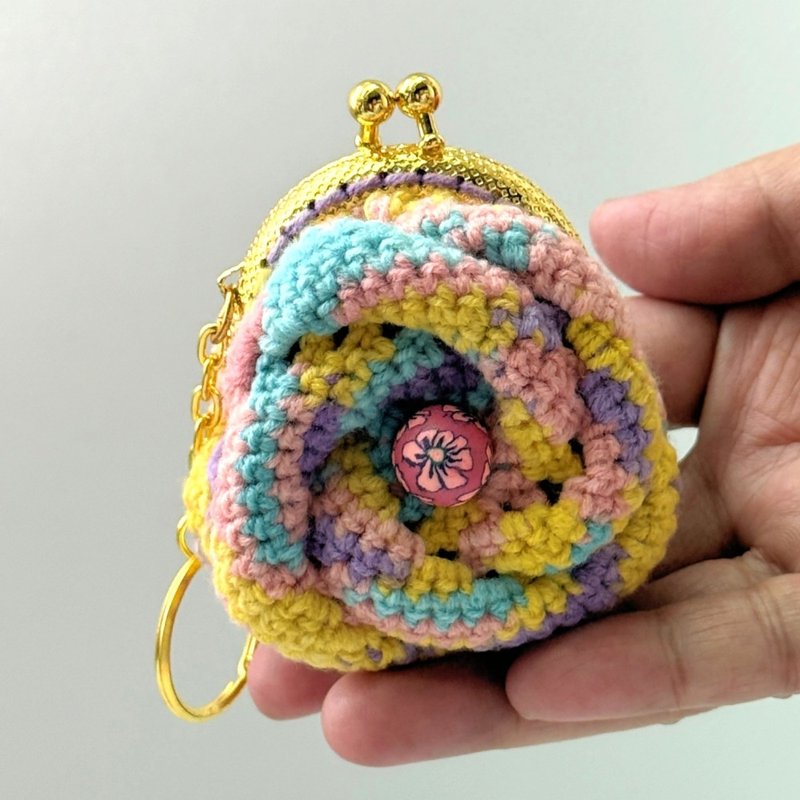 彩雲旋花・鉤針口金零錢包 | 5cm口金 - 零錢包/小錢包 - 棉．麻 多色