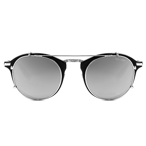 HEX Eyewear 光學眼鏡配前掛墨鏡 | 太陽眼鏡 | 黑色銀色 | 台灣製