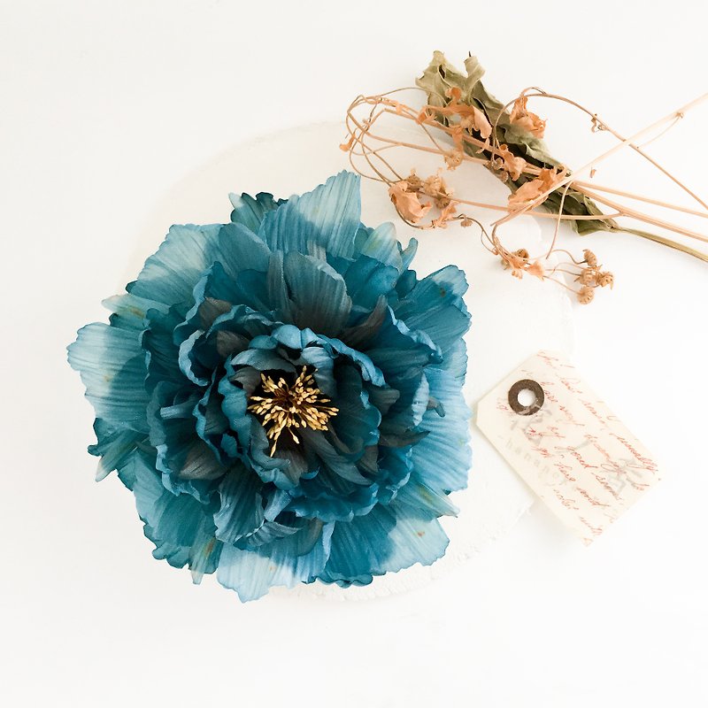 Corsage: Big peony. (Blue) - Corsages - Polyester Blue