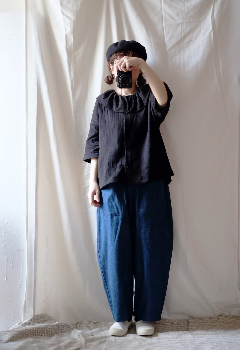 Medium-weight denim profile low-profile wide pants - Women's Pants - Cotton & Hemp Blue