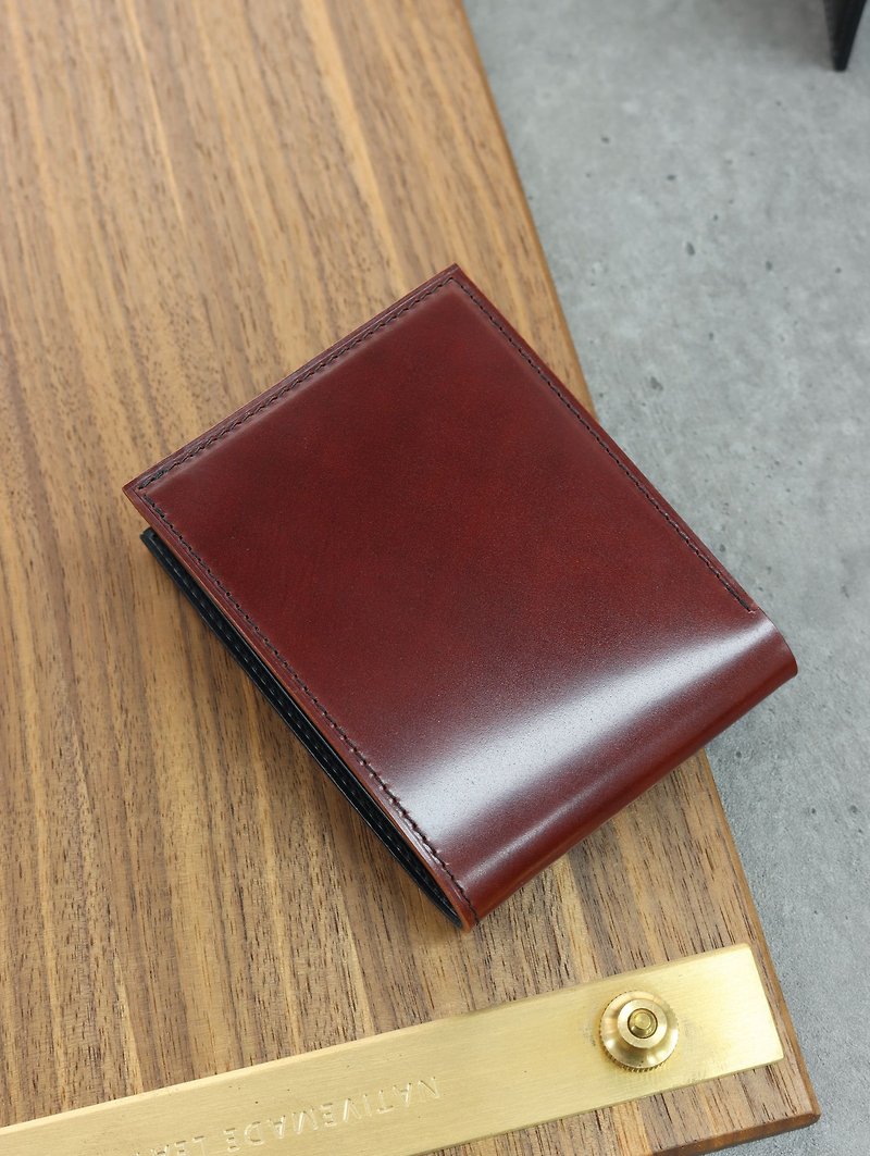 Japanese New Year's Horse Hip Leather Short Silver Men's Short Clip Wallet Wallet Wallet - กระเป๋าสตางค์ - หนังแท้ สีแดง